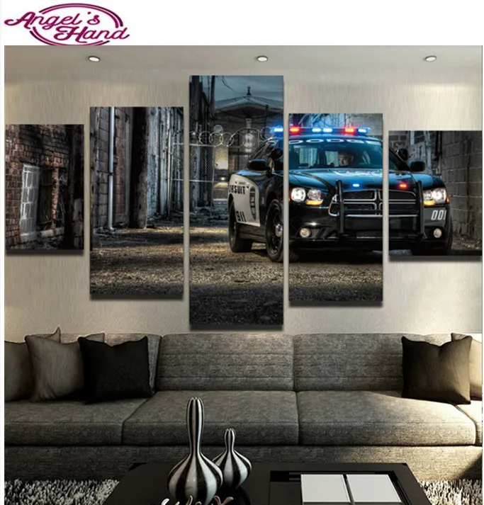 

100% 5D Diy diamond painting Police Car crystal diamond full round/square embroidery 3d crystal painting cross stitchsets gifts
