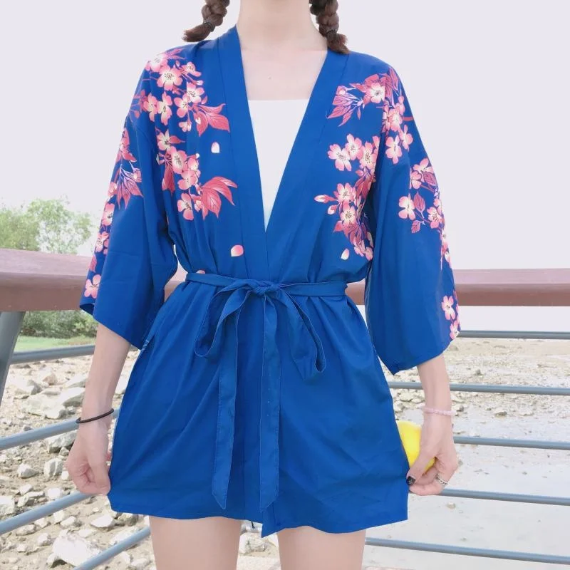 Женские топы лето японские модные Кимоно Одежда для пар Obi Yukata женское пляжное кимоно Boho Haori кимоно Japones FF2078