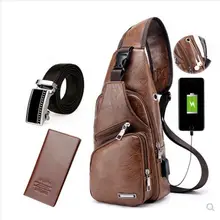 

Hot new Men's Fashion Crossbody Bag Theftproof Rotatable zipper Open Leather Casual Chest Bags Men Shoulder Bag Chest Waist Pack