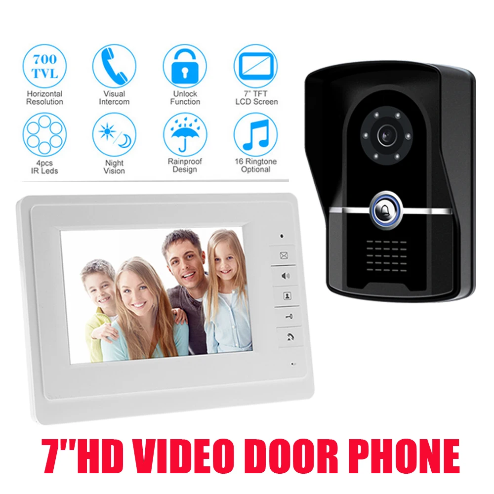 SYSD HD 7`` TFT Color Video door phone Doorbell System Kit IR