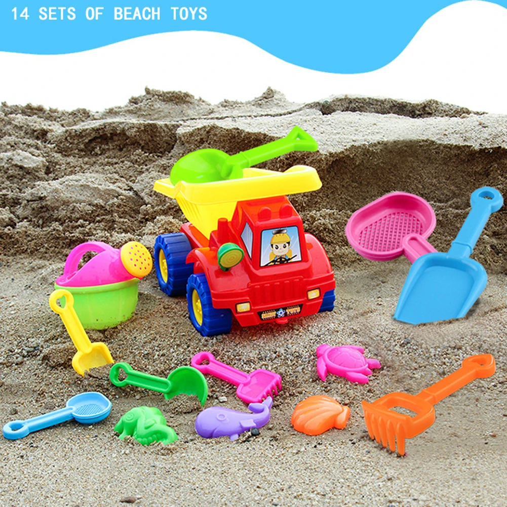 14 шт дети пляжные игры с песком игрушки песок вода игрушки Дети Ведёрко для морского побережья лопата грабли комплект играть игрушкой детей Инструменты для копания
