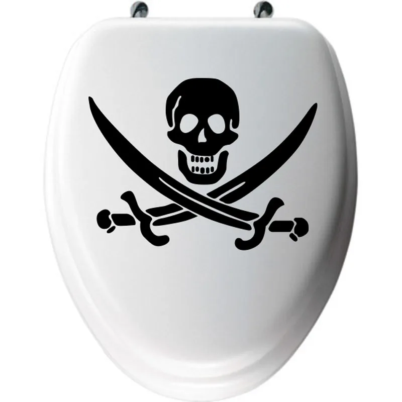 

PIRATE TOILET SEAT Sticker Humorous One Eye Skull Crossbone Bathroom Vinyl Decal 4WS-0047
