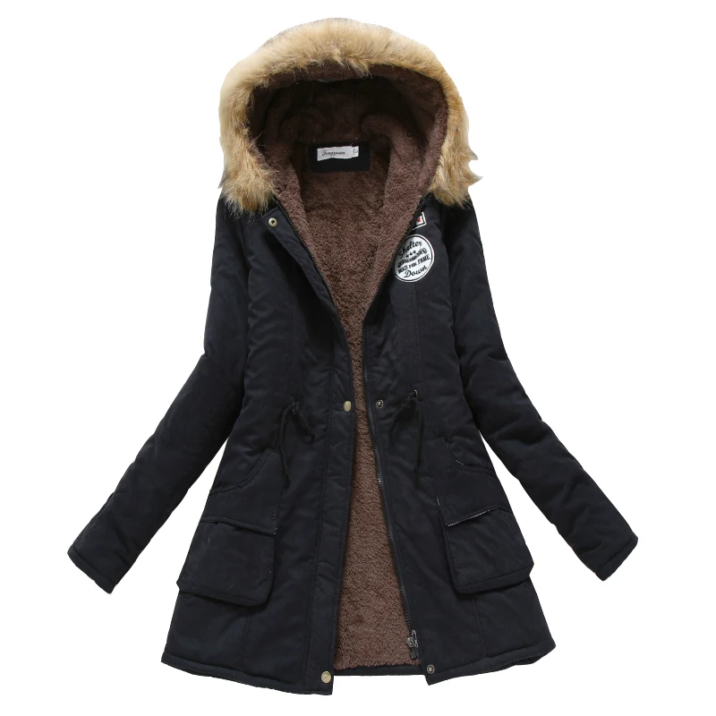 Зимнее пальто Для женщин 2018 Новый куртка повседневная верхняя одежда в стиле милитари с капюшоном утолщение хлопок пальто зимняя куртка