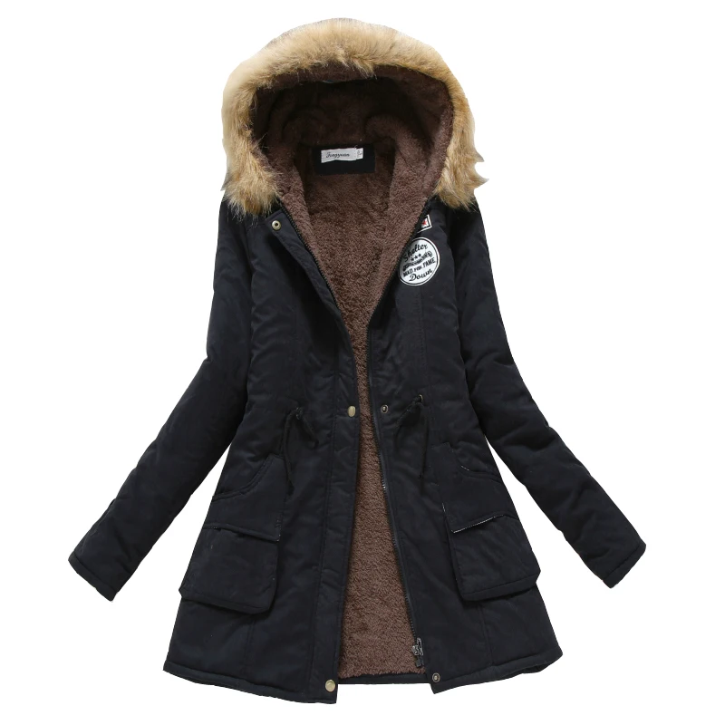 

Winter Coat Women 2019 New Parka Casual Outwear Military Hooded Thickening Cotton Coat Winter Jacket Fur Coat Women ClothesCC001