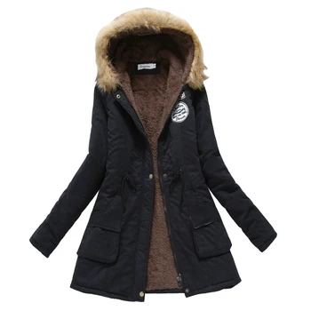 

Winter Coat Women 2019 New Parka Casual Outwear Military Hooded Thickening Cotton Coat Winter Jacket Fur Coat Women ClothesCC001