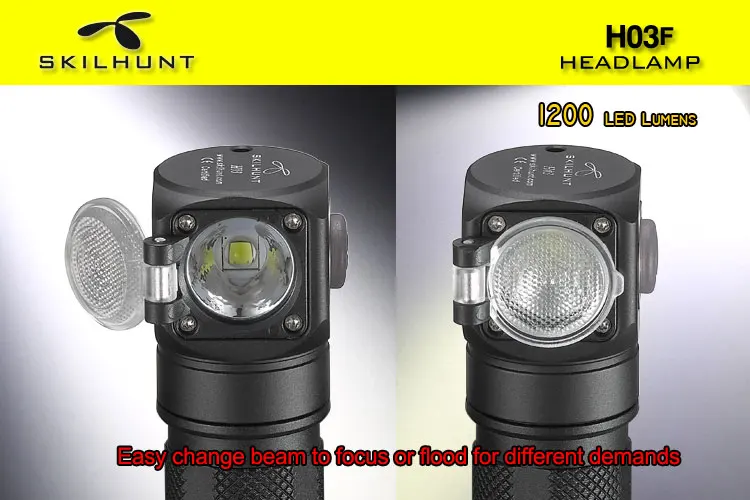 Skup Nowy Skilhunt H03 H03R H03F Lampe Frontale 1200 lumenów Led reflektor odkryty 18650 lampa czołowa Camping Hoofdlamp Linterna + opaska