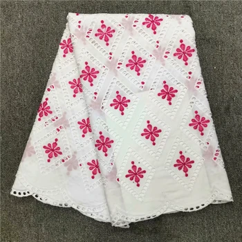 

New nigerian lace fabric high qualityembroidery swiss voile lace African dry lace with stones for wedding dress 5yards for cloth