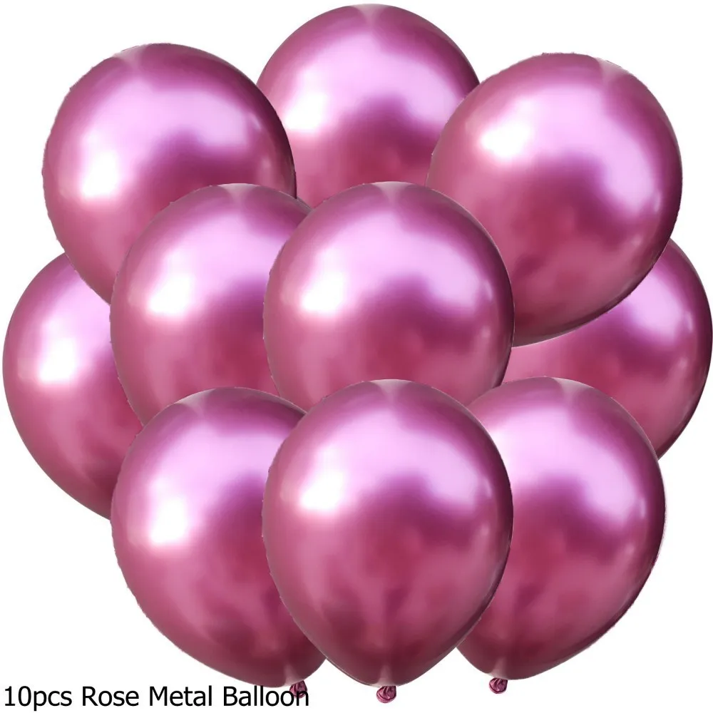 10 шт 12 дюймов мульти конфетти латексные шары металлические воздушные шары Надувное бальное свадебное украшение воздушный шар на день рождения вечерние Декор - Цвет: Metal rose-10pcs