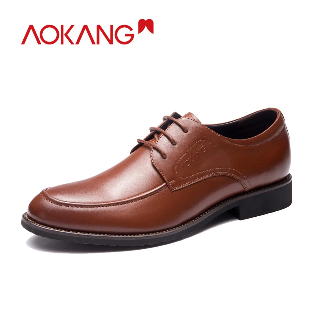 

AOKANG 2018 Summer men shoes leather genuine men shoes wedding flat shoes men dress shoes comfortable derby men shoes black shoe