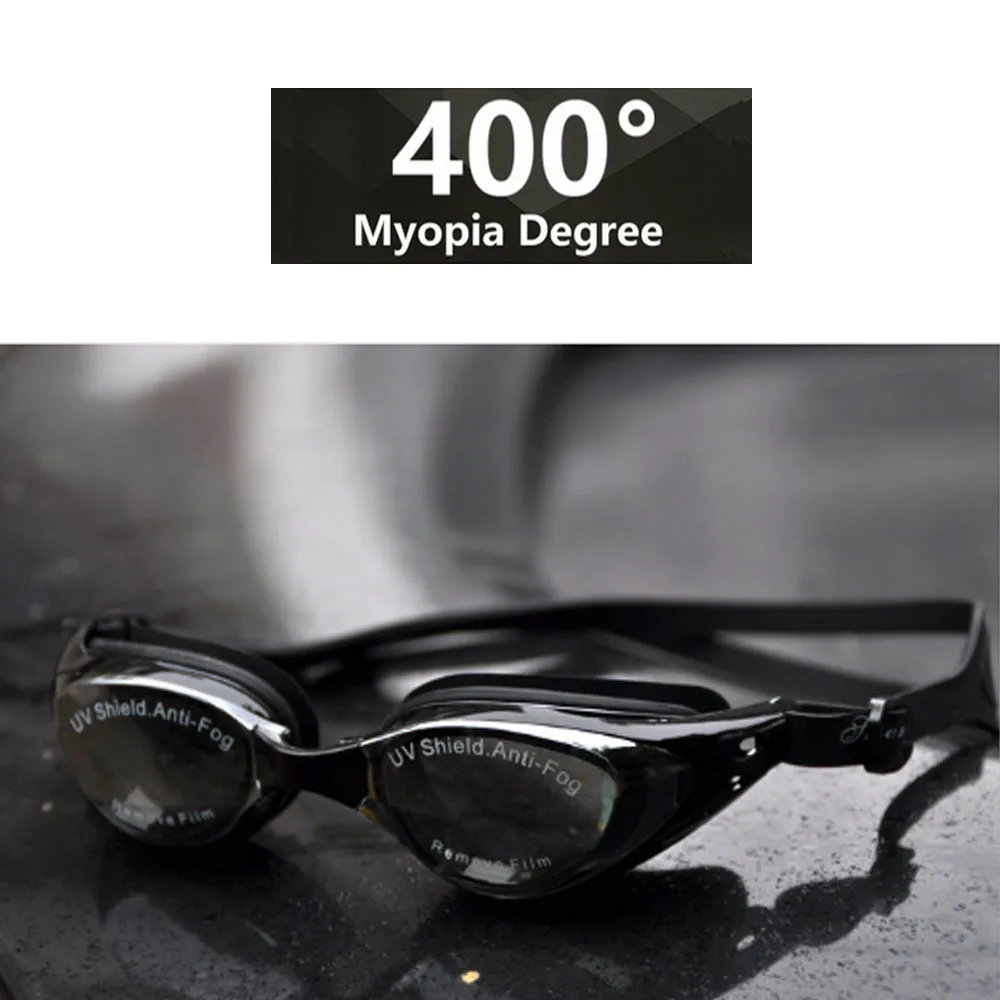 Очки для плавания близорукость Анти-туман для мужчин и женщин Lunette Piscine Adulte близорукость очки для плавания УФ Анти-туман близорукость-1,5~-6,0 - Цвет: Myopia400