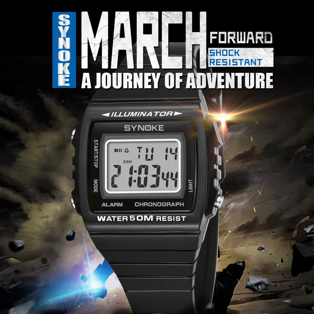 

Hot sale Men's square Watches LED Digital Sports Watch Waterproof Male Chronograph Double Time Wristwatches relogio masculino