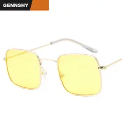 2018 крутые металлические Квадратные Солнцезащитные очки для женщин мужские солнцезащитные очки из сплава дамские золотые серебряные