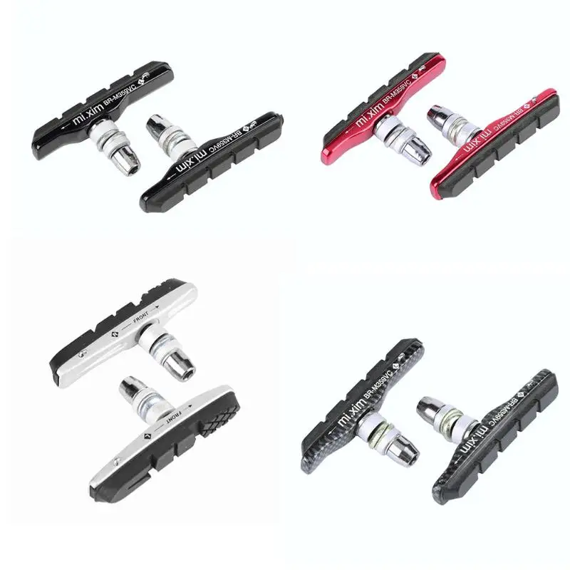 1 Pair MTB Road Bike V Brake Pads Holder Rubber Blocks Durable Aluminum