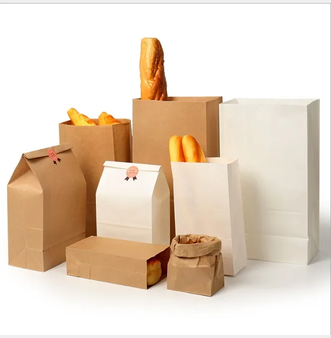 

100pcs Brown Kraft Paper bag Gift Bags packing Biscuits candy Food raft bread Cookie Bread Nuts Snack Baking Package