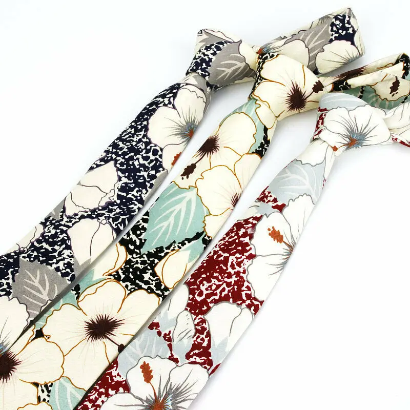 

Classic Red Black Blue Mens Tie Cotton Floral Necktie Set Wedding Jacquard 2019