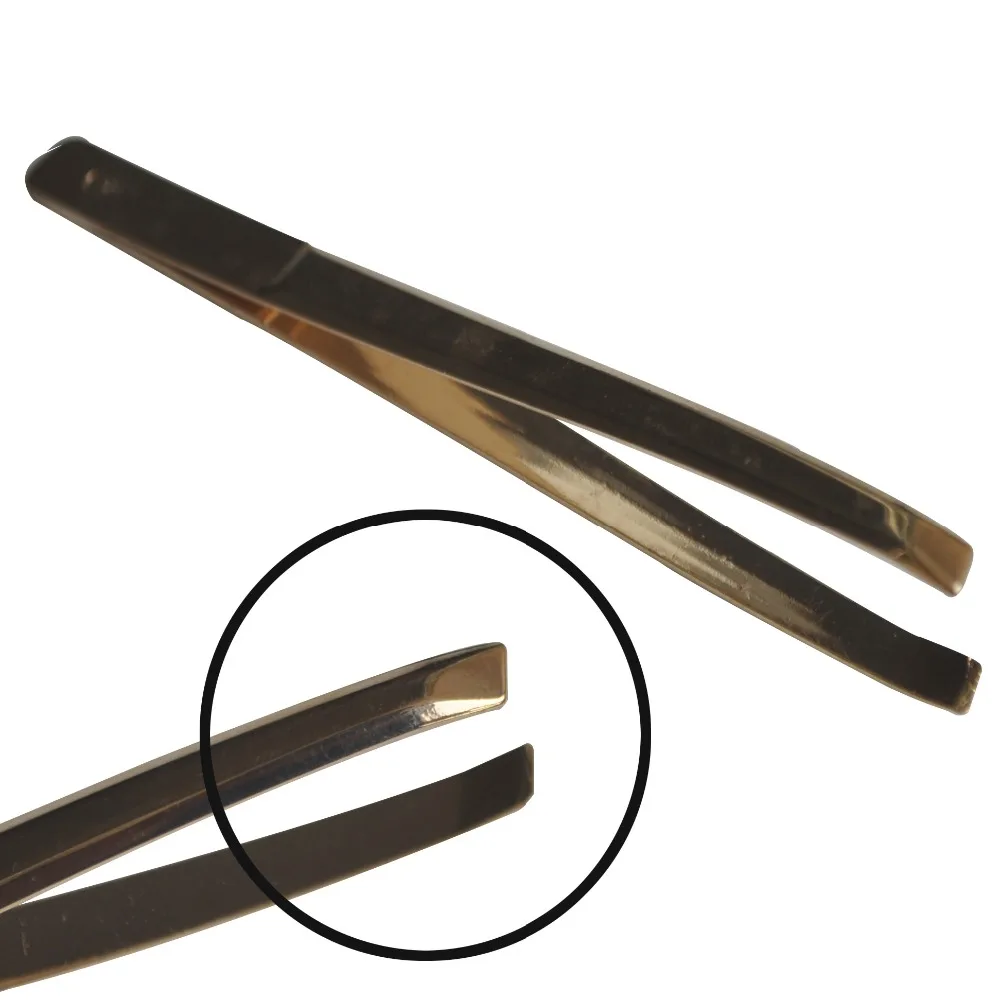 Shaping eyebrow clip Tweezers Slant Eye Brow Hair Remover Gold Small