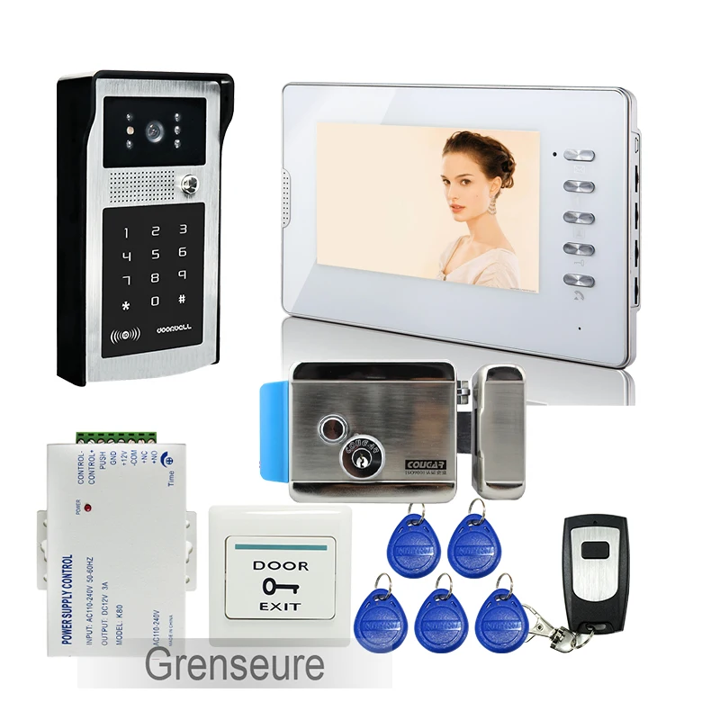FREE SHIPPING 7 Color LCD Video font b Door b font Phone Intercom System 1 Monitor