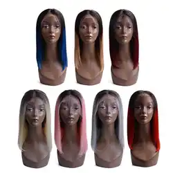 13x4 Синтетические волосы на кружеве человеческих волос парики для черный Для женщин бразильский Волосы remy Ombre Короткие человеческих волос