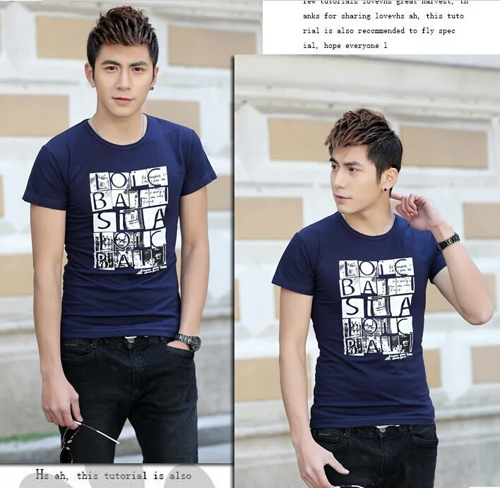 2014 explosion summer fashion T-shirt casual short men's printing slim version | Мужская одежда
