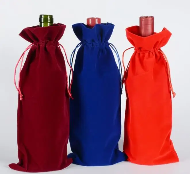 Wholesale Velvet Wine Bottle Covers Flannel Champagne Blind Wine Bottle