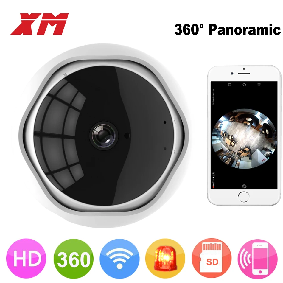  XM 360 Degree Panoramic Fish Eye 1080P IP Camera Multi-purpose Wifi Night Veresion kamera APP Remot