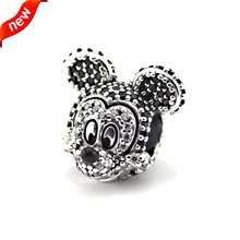 DIY Подходит для Pandora браслет сверкающий Микки портриат Подвески стерлингового серебра 925 пробы модные ювелирные изделия для женщин
