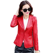 Женская Clothing Верхняя Одежда 2017 Новая Мода Тонкий Девушки Кожаная Куртка Pu Одна Кнопка Длинное Пальто S-5xl Женщин Пальто Из Искусственного мех