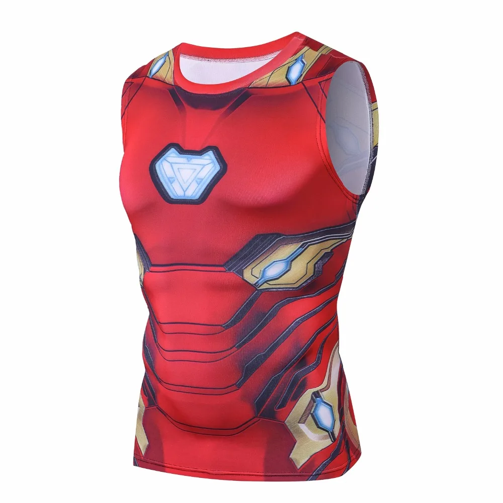 

Iron man 3D Printed T shirts Men Avengers 3 Tony Compression Shirt 2018 Summer Comic Quick dry Tops Sleeveless Fitness Tee Male