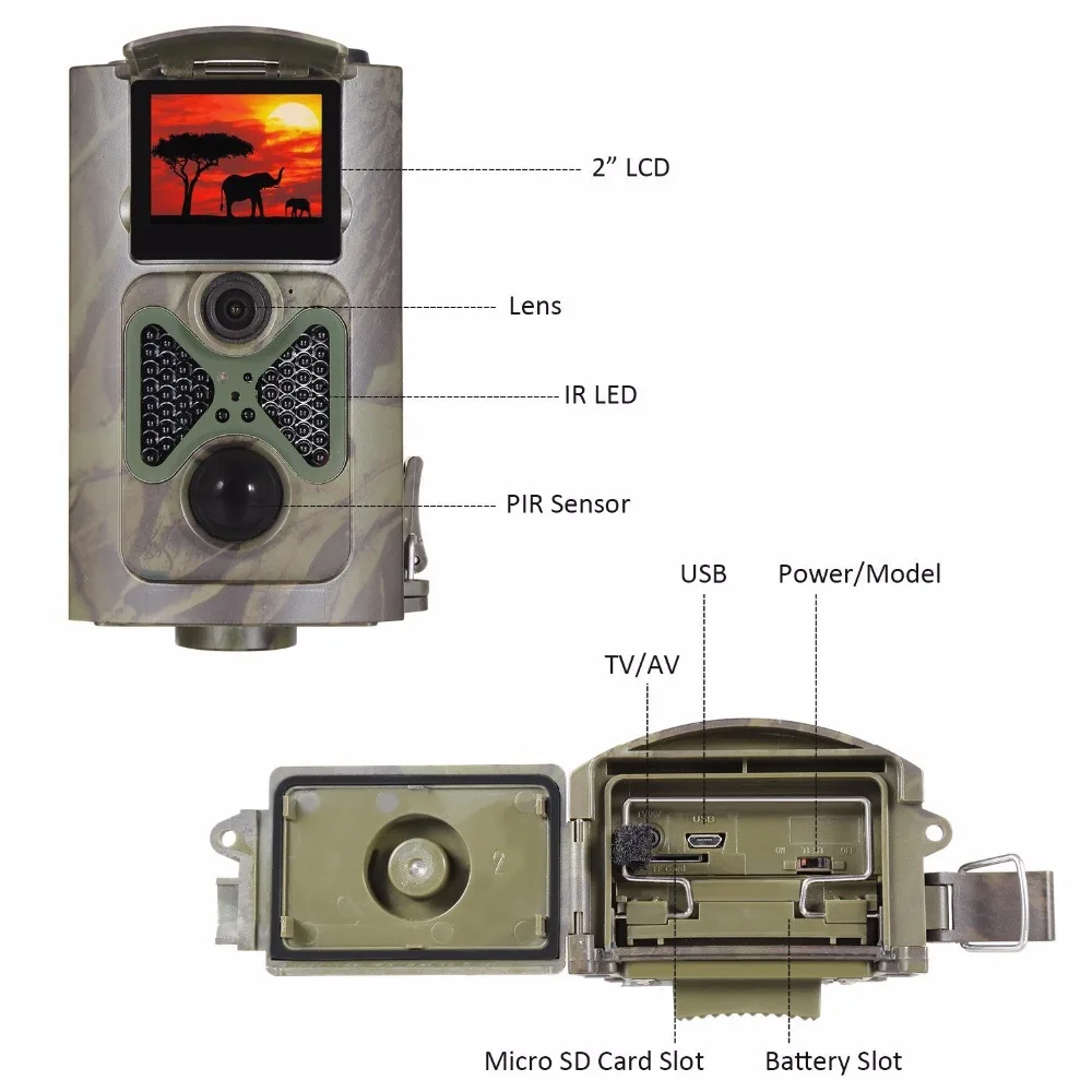 Фото ловушки HC550A Скаутинг Охота Камера HC-550A HD 1080 P 16MP 120 широкий угол обзора движения PIR Сенсор Камера