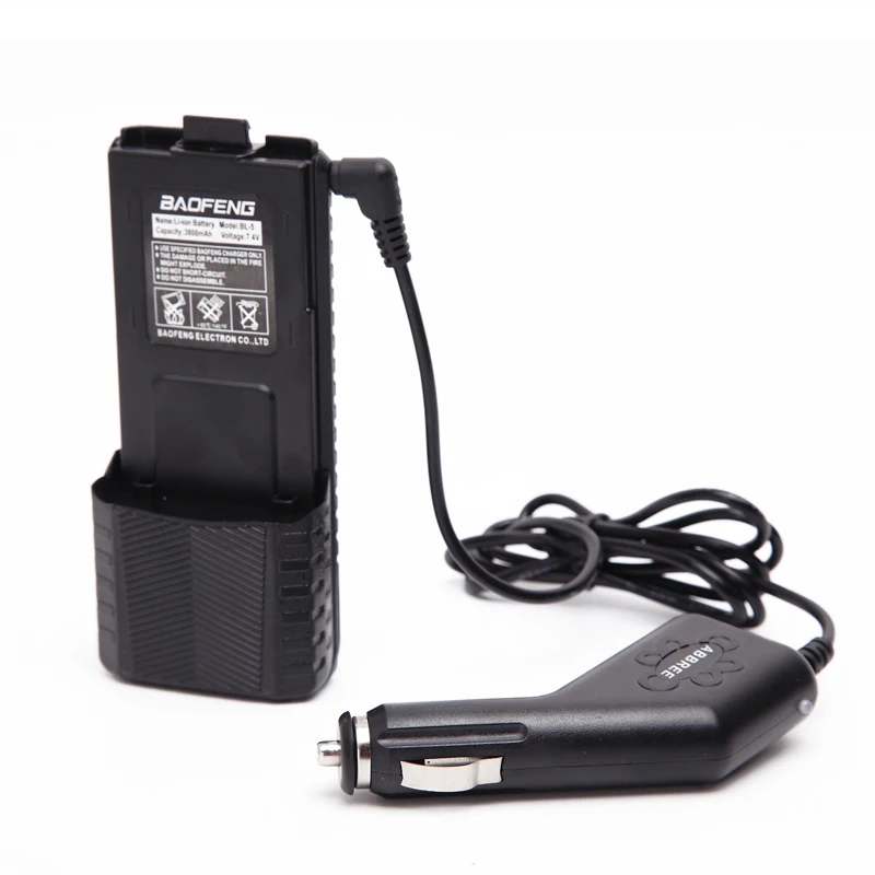 

Abbree 12-36V Input 8.4V Output 2.5mm Car Charger Cable for Baofeng Walkie Talkie UV-5R Extended High Capacity 3800mAh Battery