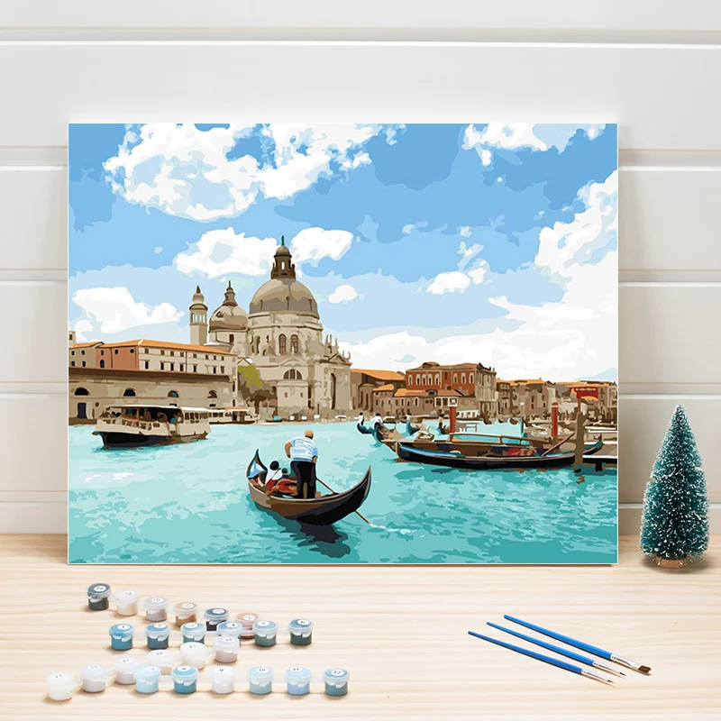 

Paint Oil Painting By Numbers Sea View Scenery DIY Acrylics On Canvas Coloring Art Wall Pictures For Living Room Adult Draw Kits