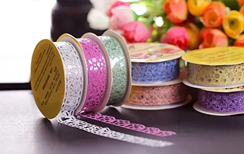 

1pc Candy Colors Lace Tape Decoration Roll DIY Washi Decorative Sticky Paper Masking Tape Self Adhesive Tape Scrapbook Tape