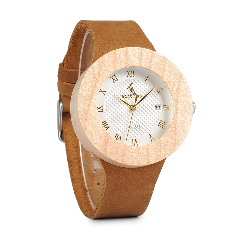 BOBO BIRD WC06 винтажные круглые сосновые деревянные часы женские роскошные брендовые дизайнерские кварцевые часы с календарем в подарочной коробке OEM