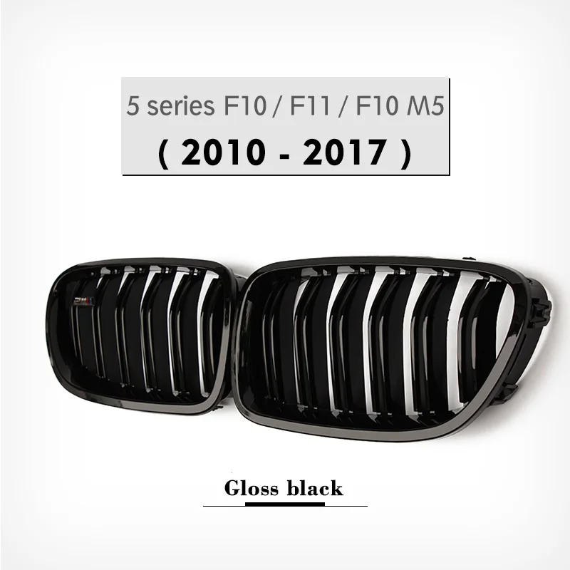 Решетка переднего бампера F10 для BMW 5 серии F10 M5 F11 ABS 2 FIN почек гриль 2010-настоящее время 528i 535i 550i - Цвет: Gloss black