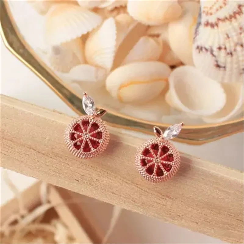 

925 silver needle Stud earrings Grapefruit crystal white stone Women's fashion jewelry wholesale