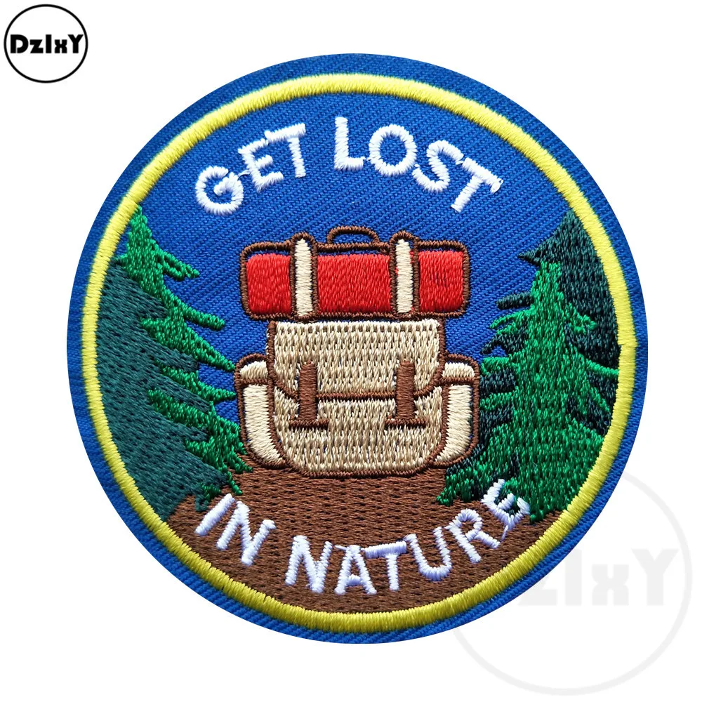 

1 PCS Carriage Round Embroidery Patches for Stripes on the Backpack Stickers on Fabric Iron on Clothes Forest Appliques @F-96