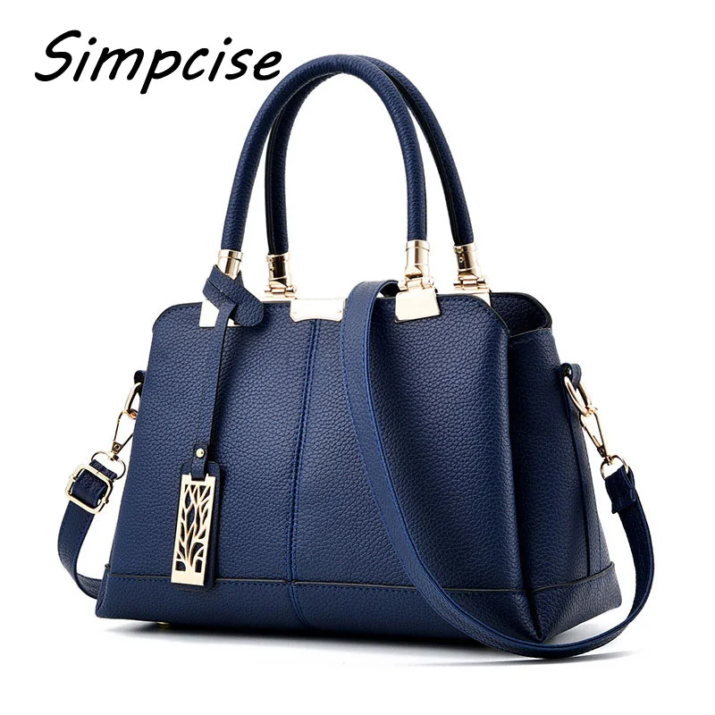 

[Simpcise]Women leather Handbags for lady Casual style Tote Crossbody bags Solid Zipper Single High quality PUdrop shipping