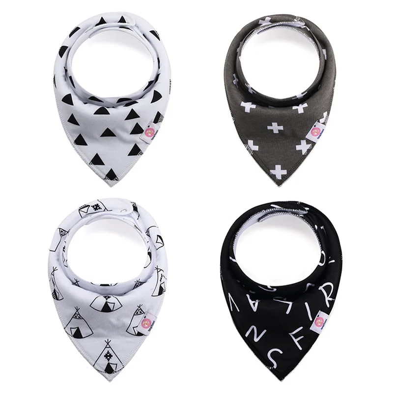 Teenster Bib Cartoon Printing Baby Bibs 4pcs/lot Pure Cotton Double-deck Fashion Burp Cloths Baby Cloth Bandana Bibs Cheap Stuff