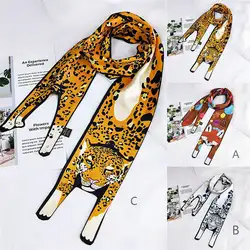 Шейный платок зима для женщин обувь для девочек новый мультфильм животных длинные Малый Двусторонняя шарф с изображением цветов Лидер