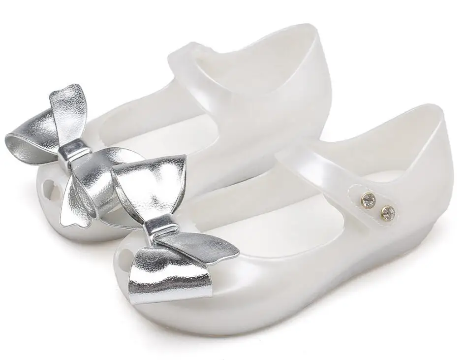 Melissa/мини-обувь с бантом; прозрачная обувь для девочек; нескользящие пляжные сандалии для малышей; сандалии для девочек