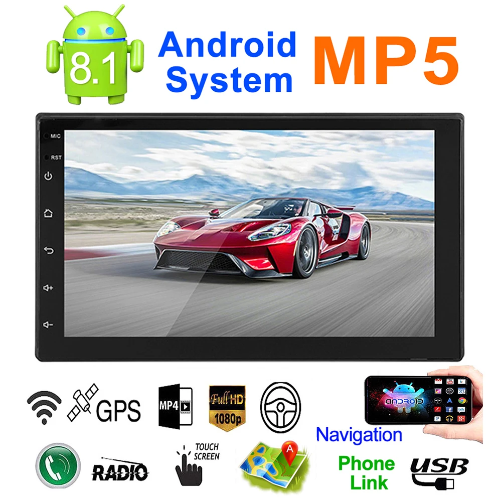 2DIN Android 8 1 Автомобильный мультимедийный плеер GPS навигатор FM радио MP5 WIFI Bluetooth