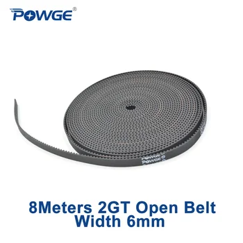 

POWGE 2MGT 2M 2GT open synchronous Timing belt GT2 2M-6 2GT-6 width 6mm Rubber Small backlash Linear Motion 3D Printer 8meters