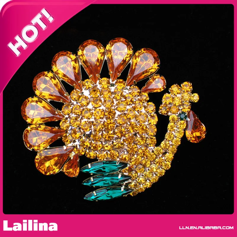 

Rhinestone Cornucopia Fall Thanksgiving Turkey Bird PIN Brooch Jewelry 2" for Gift