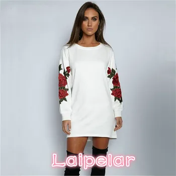 

Autumn Clothes Women Fashion Floral Embroidery Patchwork Long Sleeve Sexy Straight Laipelar