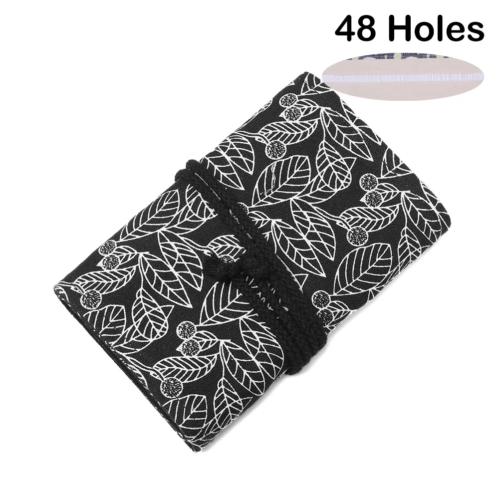 3-48 holes 12/24/36/48 отверстий большого Ёмкость кавайный Пенал Холст РОЛИК ручка сумка милый пенал для Макияжа Косметический мешок эскиз поставки - Цвет: 3-48 holes