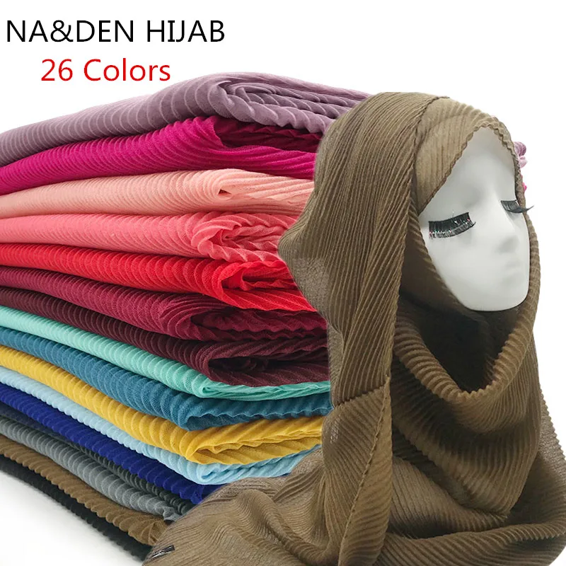 Горячая Распродажа, шарфы, популярные, индейки, плиссированный, простой шарф, морщин, мусульманский хиджаб, шаль, одноцветная, echarpe, модный, морщин, глушитель, 22 цвета