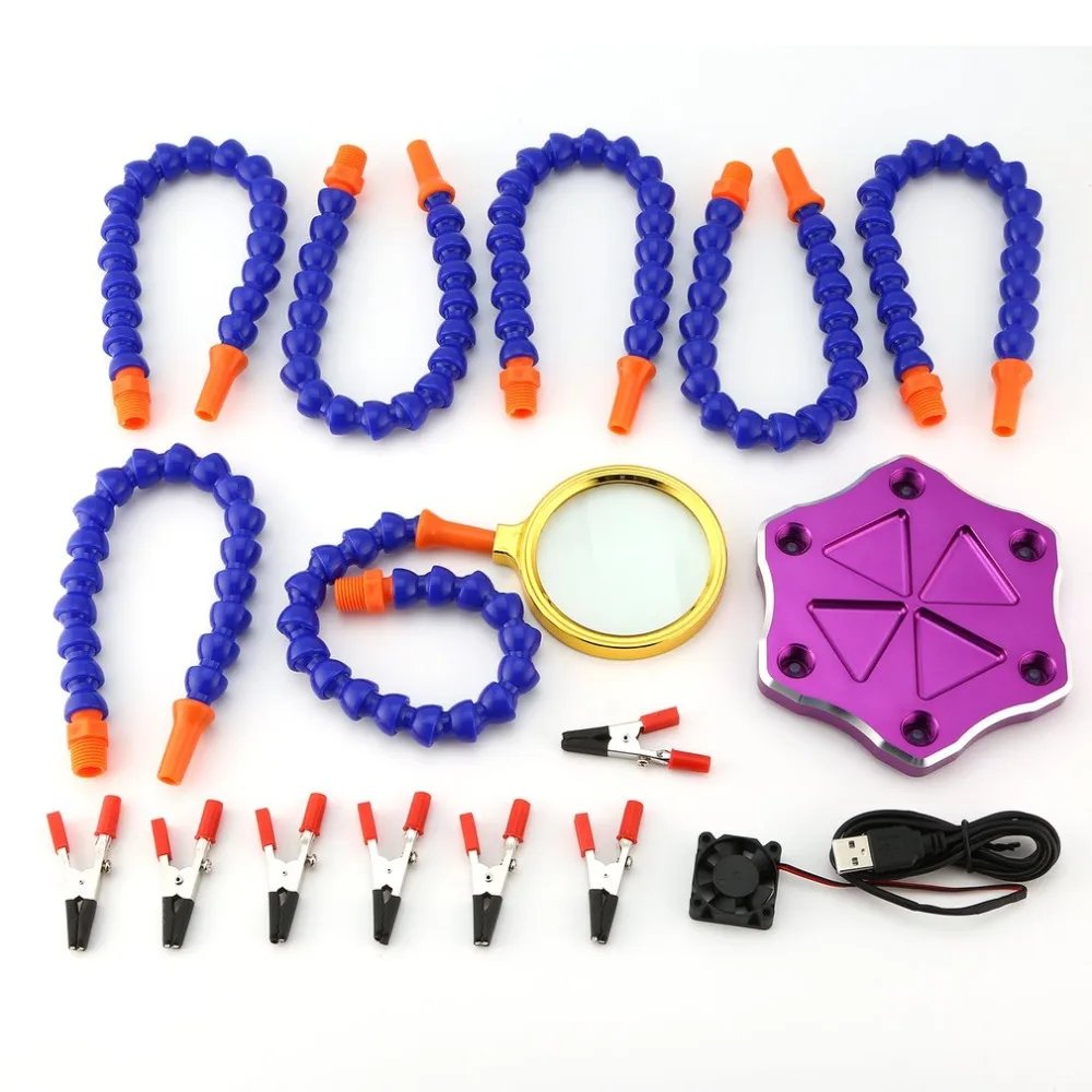 

Welding Strange Third Hand Six Arm Soldering Station Helper with USB Fan Magnifier DIY Kit Spare Parts for RC Drone
