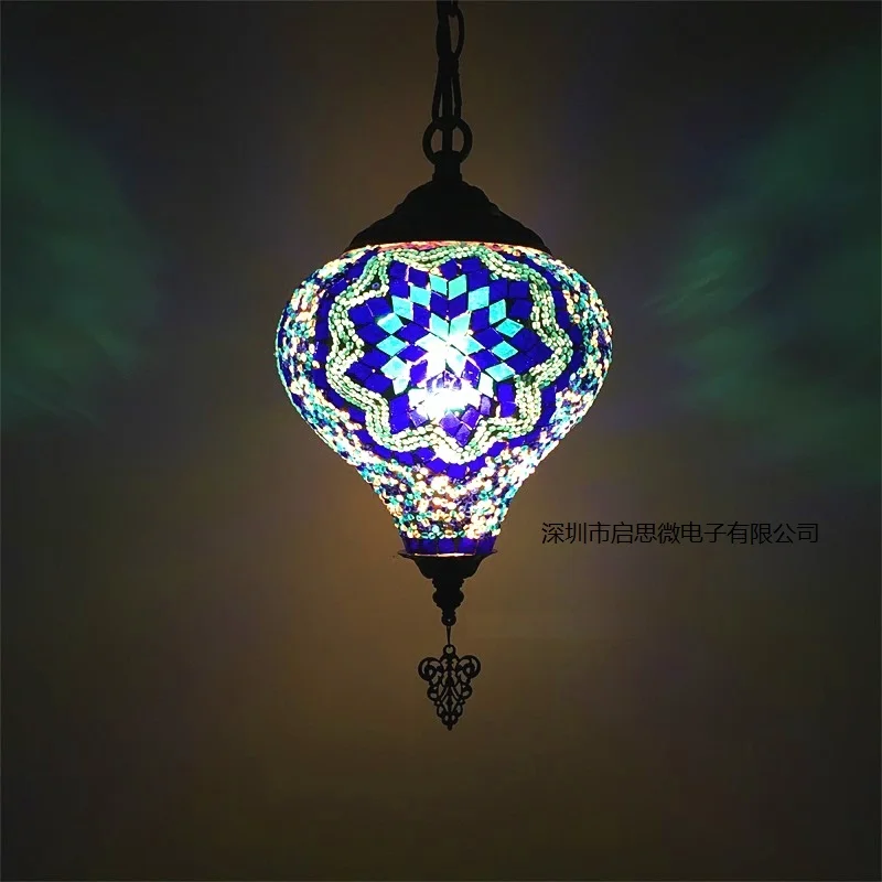 Newest E14 Hand-inlaid glass mosaic bedroom living room decorative Pendant  Lamps of Mediterranean style Turkish Lamps