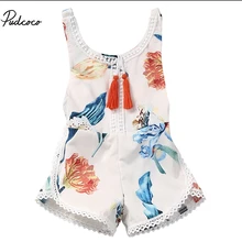 Хлопковый комбинезон без рукавов для новорожденных девочек, комбинезон с принтом лилии, комбинезоны, От 0 до 3 лет