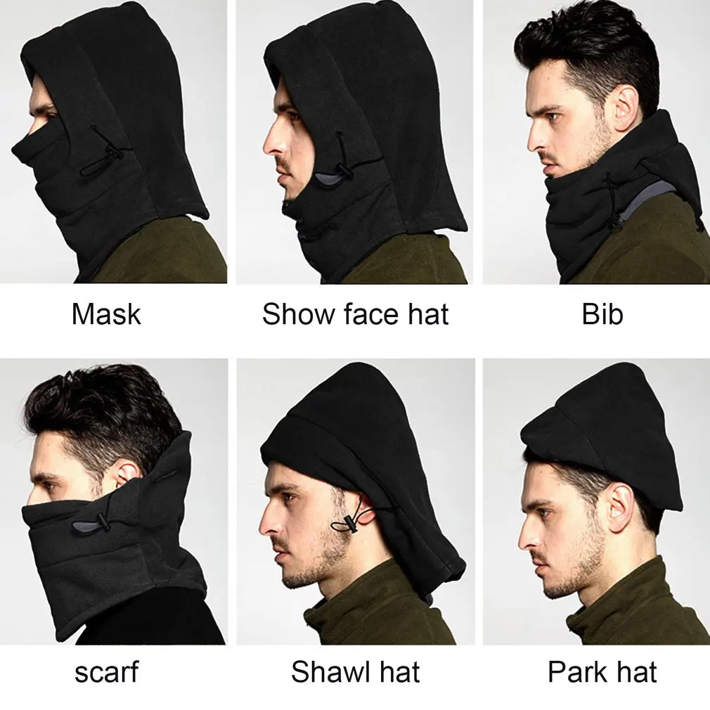 

TSAI Winter Warm Fleece Full Face Cycling Mask Windproof Double Layer Riding Hat Multifunction Outdoor Sport Cap For Men & Women